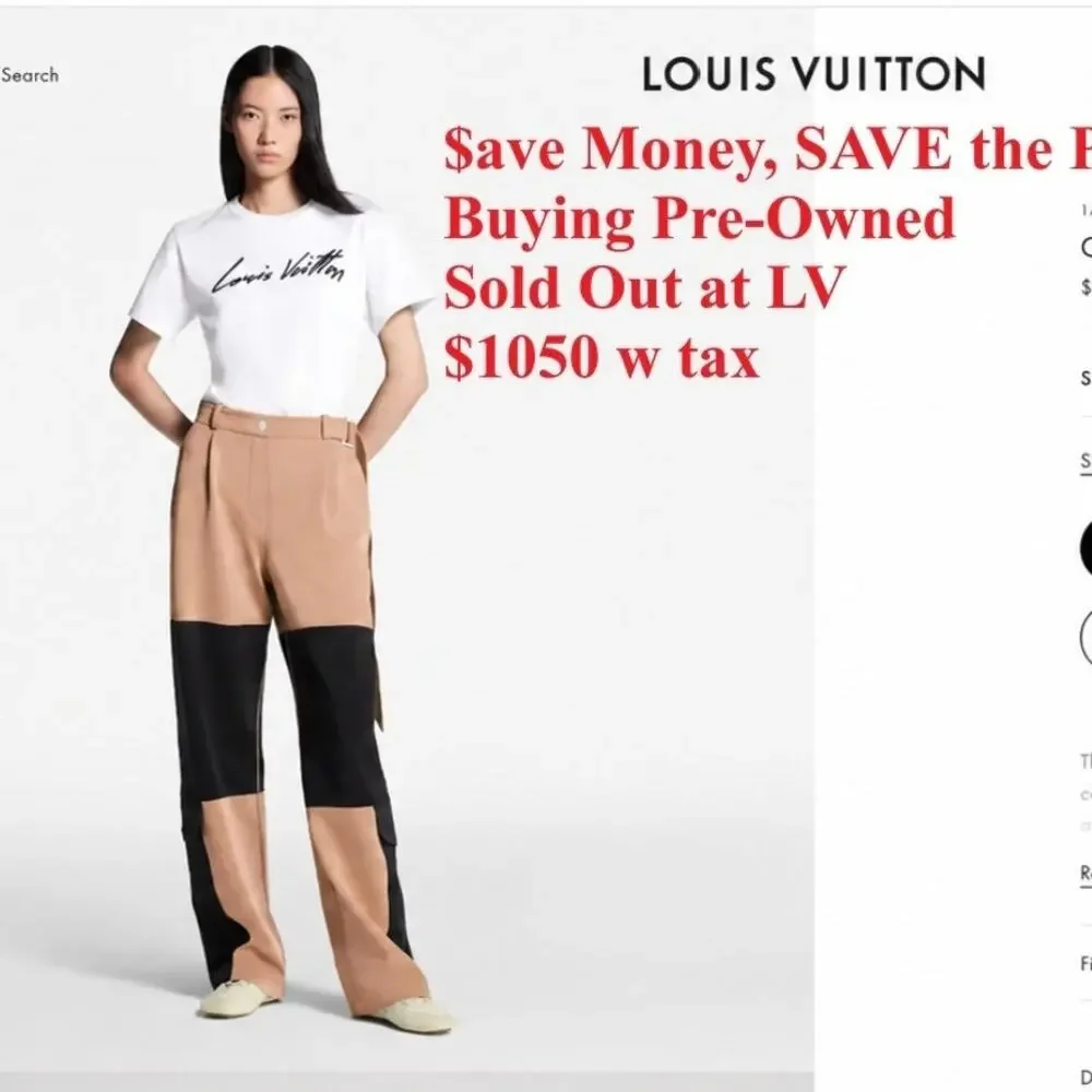 LOUIS VUITTON Cursive Signature T-Shirt White Black Large Medium Women 1AII22